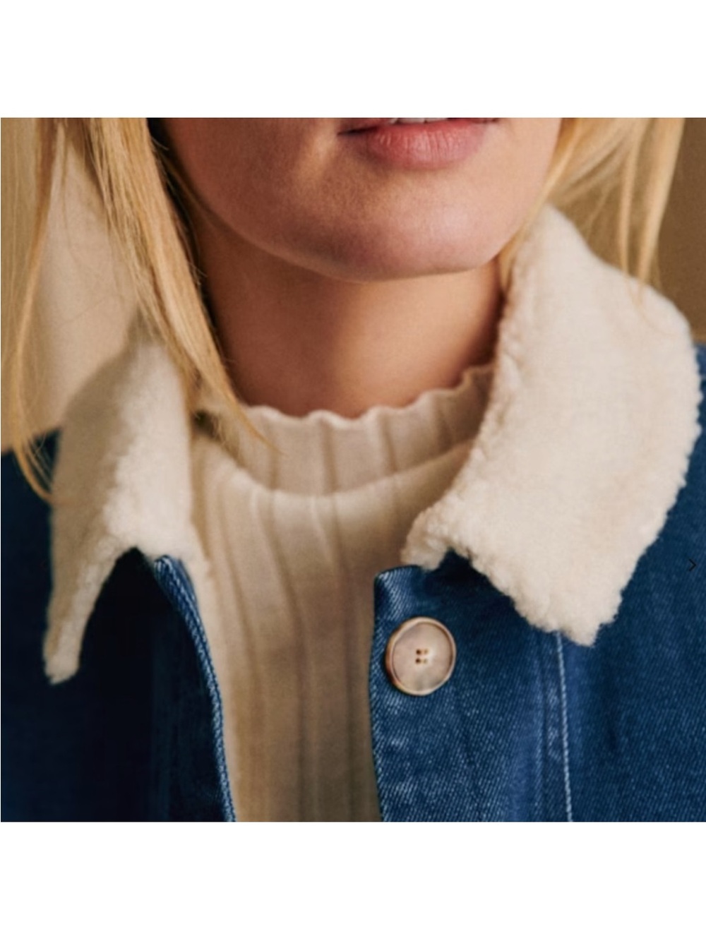 Sezane | Jacket | Will Jacket Indigo Faux Sheepskin Collar - Picture 3 of 14